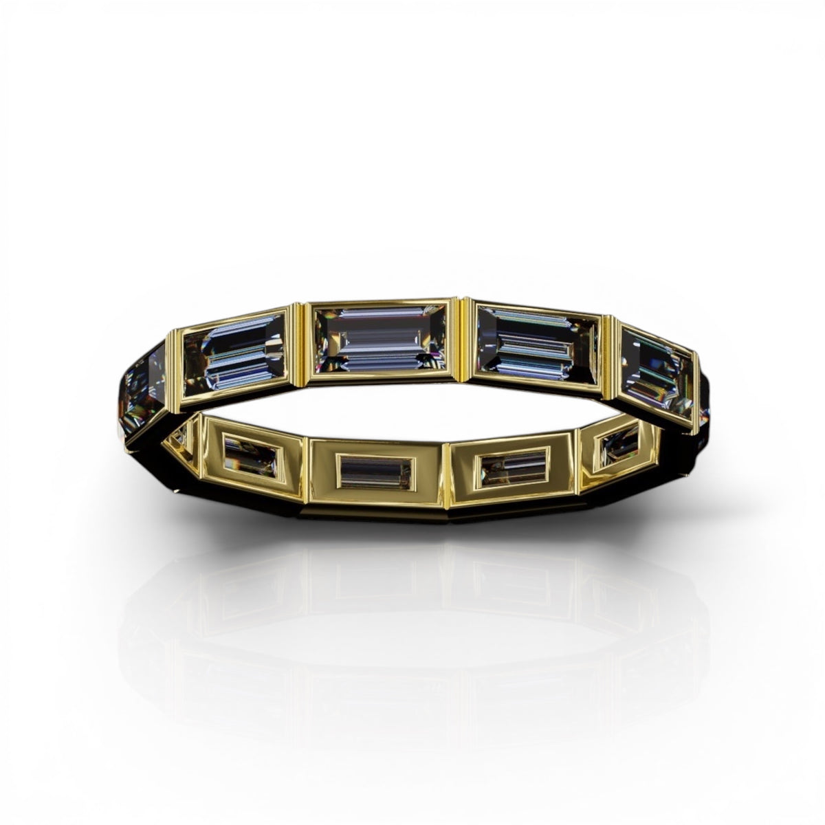 Horizontal Baguette Cut Tanzanite Bezel Band