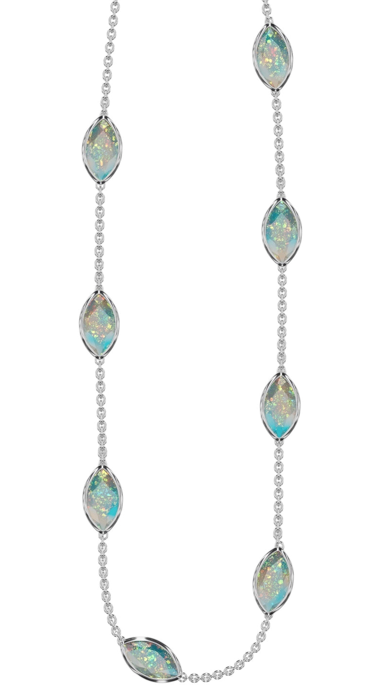 Bezel Marquise Cut Opal Necklace