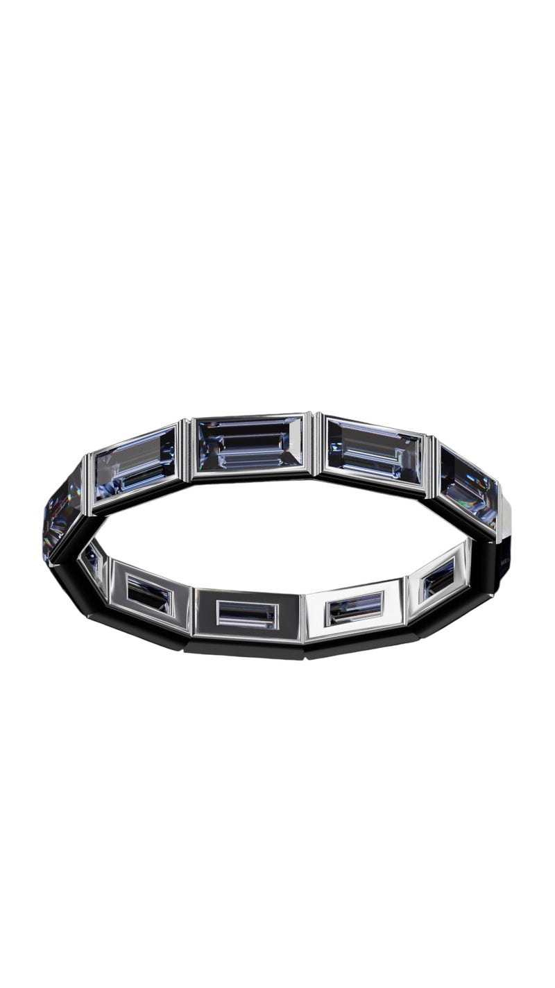 Horizontal Baguette Cut Tanzanite Bezel Band