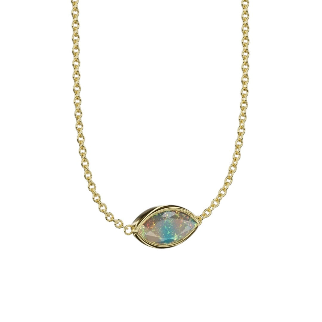 Bezel Solitaire Marquise Cut Opal Pendant
