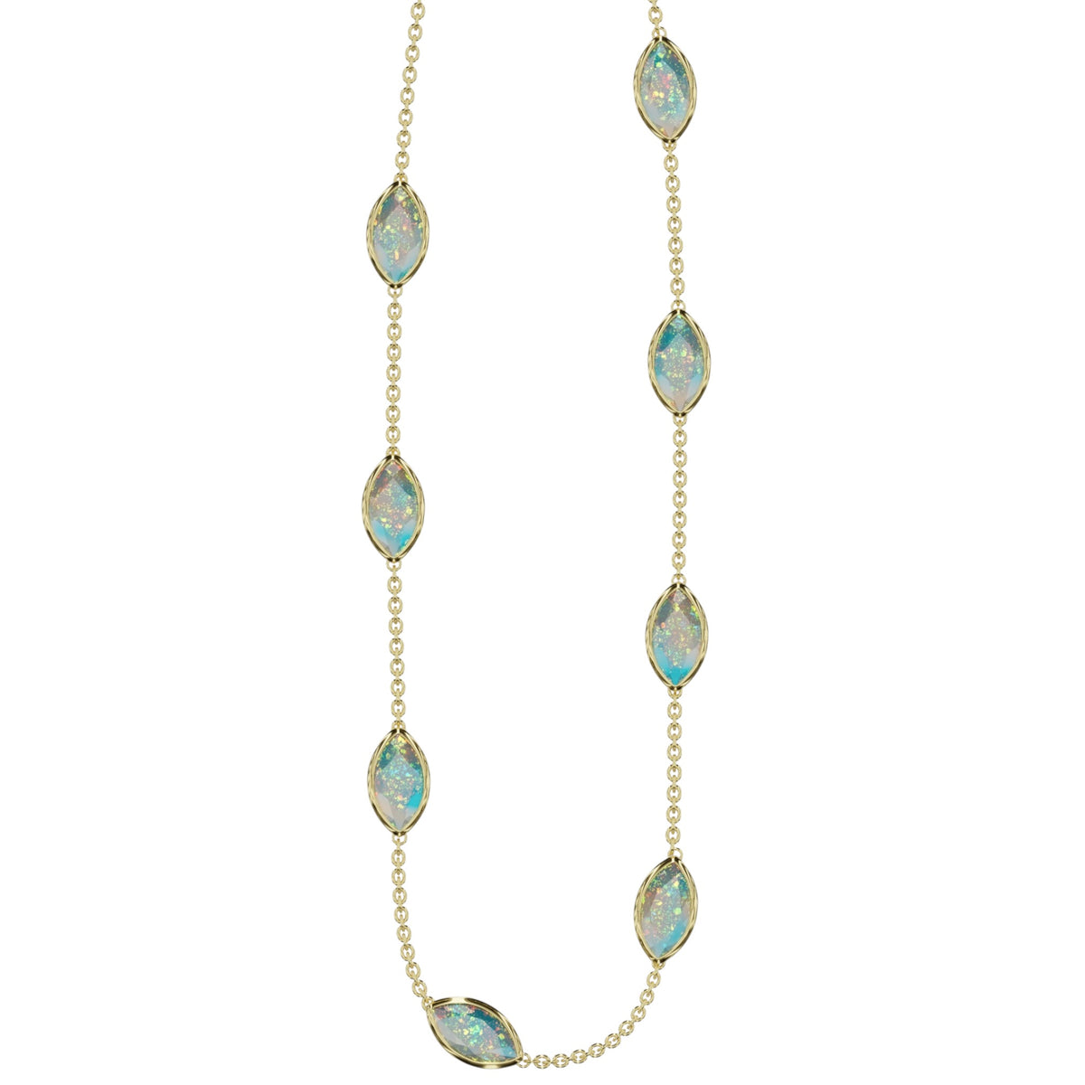 Bezel Marquise Cut Opal Necklace