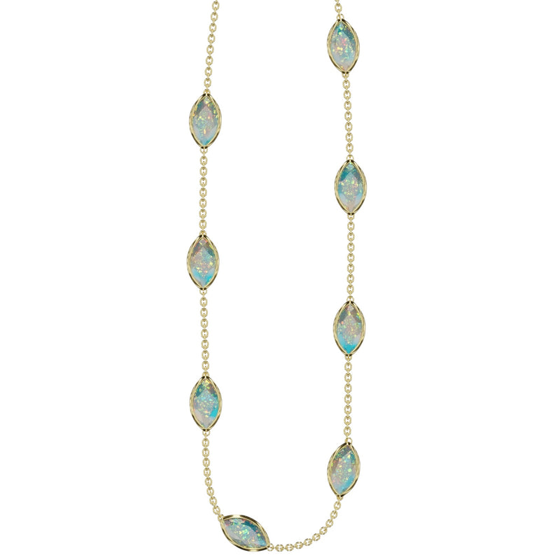 Bezel Marquise Cut Opal Necklace