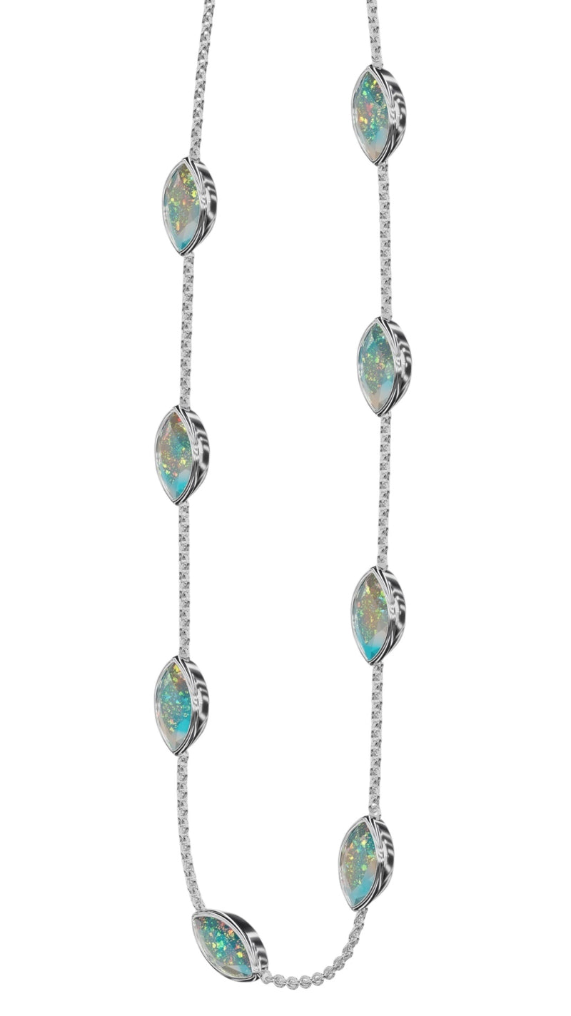 Bezel Marquise Cut Opal Necklace