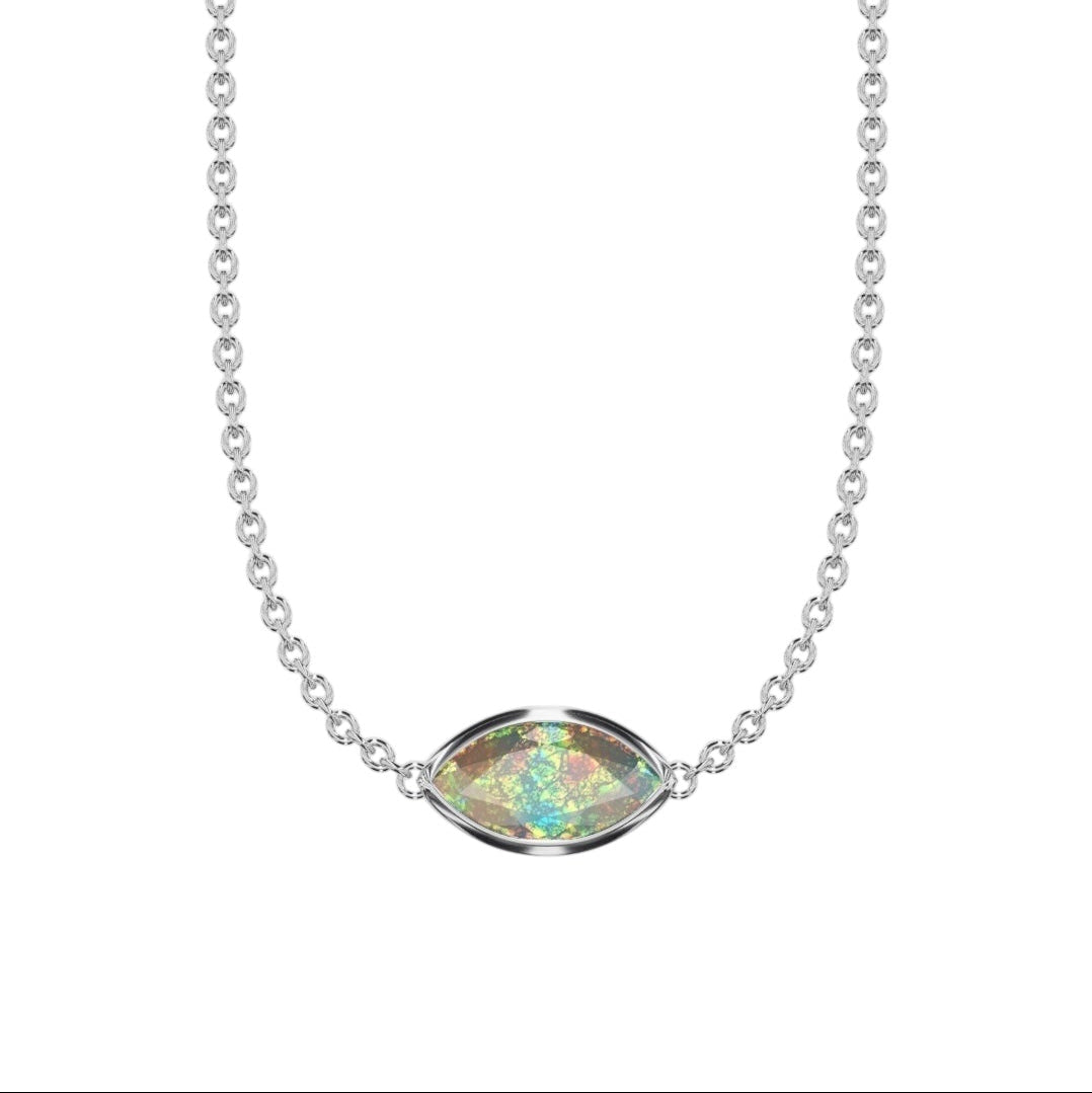 Bezel Solitaire Marquise Cut Opal Pendant