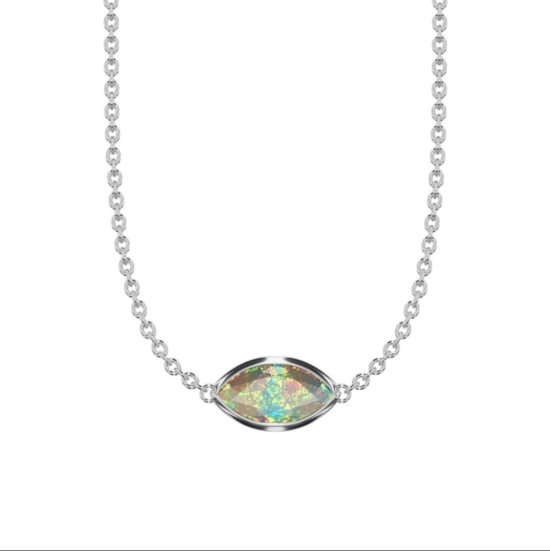 Bezel Solitaire Marquise Cut Opal Pendant