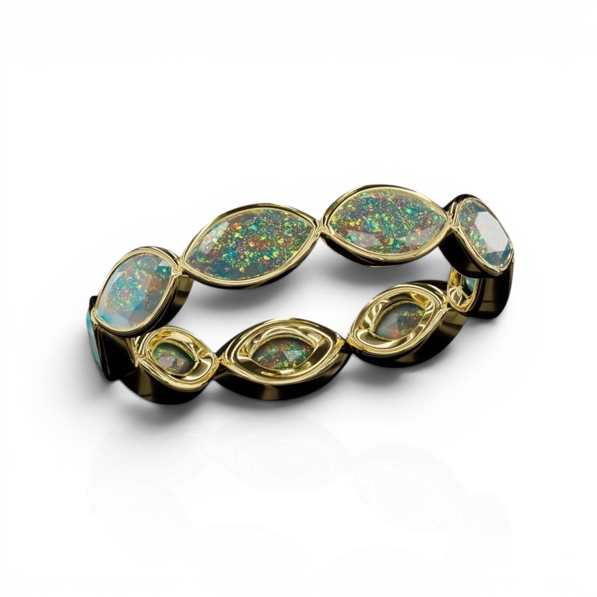 Horizontal Marquise Cut Opal Bezel Band