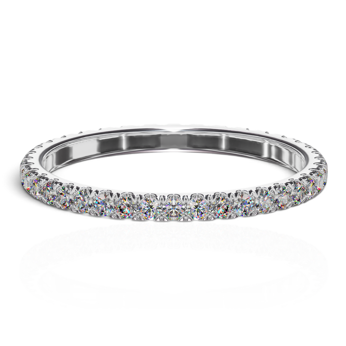 YFS Designs Sophia 1.8mm French pave eternity band featuring 0.54tw lab-grown round diamonds in 14K white gold