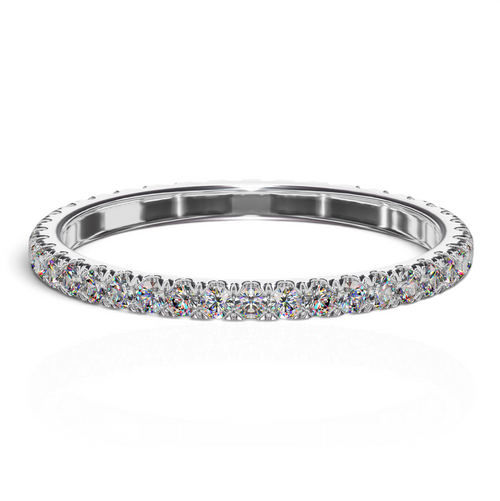 YFS Designs Sophia 1.8mm French pave eternity band featuring 0.54tw lab-grown round diamonds in 14K white gold