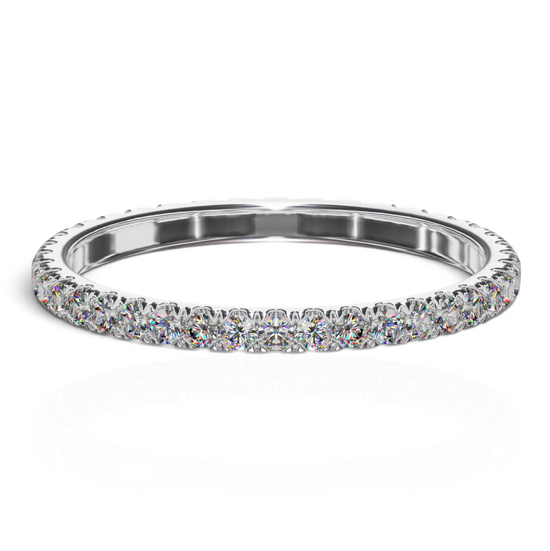 YFS Designs Sophia 1.8mm French pave eternity band featuring 0.54tw lab-grown round diamonds in 14K white gold