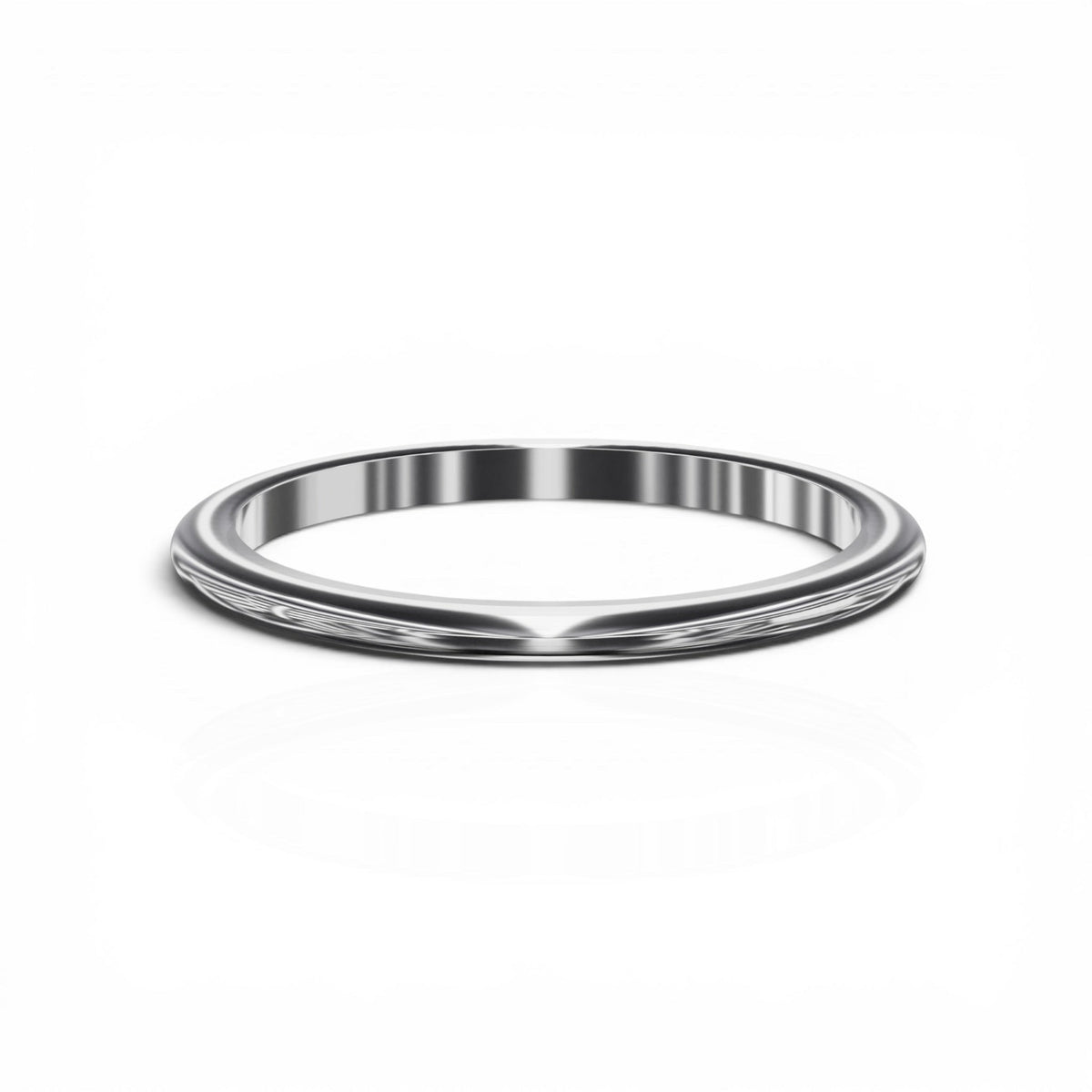 YFS Designs 1.5mm comfort fit wedding band in polished silver tone metal with a smooth rounded profile