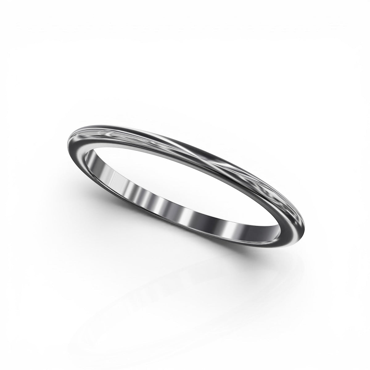 YFS Designs 1.5mm comfort fit wedding band in polished silver-tone metal with a smooth rounded profile.