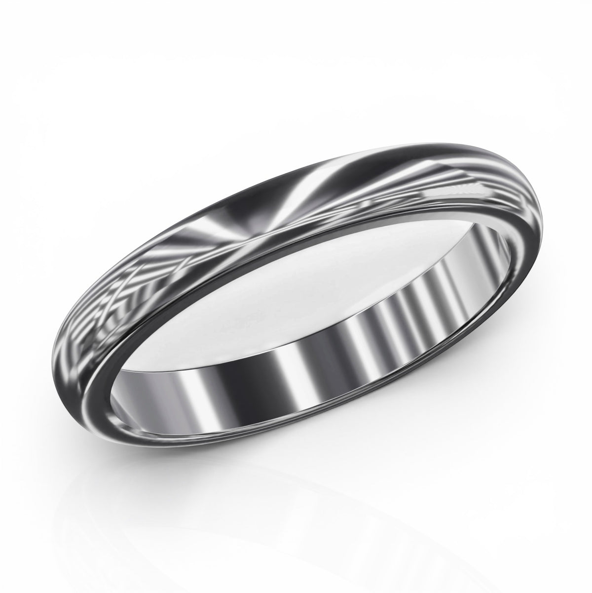 YFS Designs 2.5mm comfort fit wedding band in polished silver metal with a smooth, rounded minimalist design.