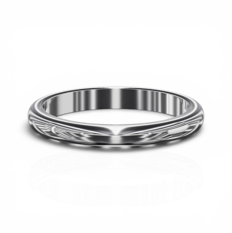 YFS Designs 2mm comfort fit wedding band in polished silver-tone metal with a sleek minimalist profile.