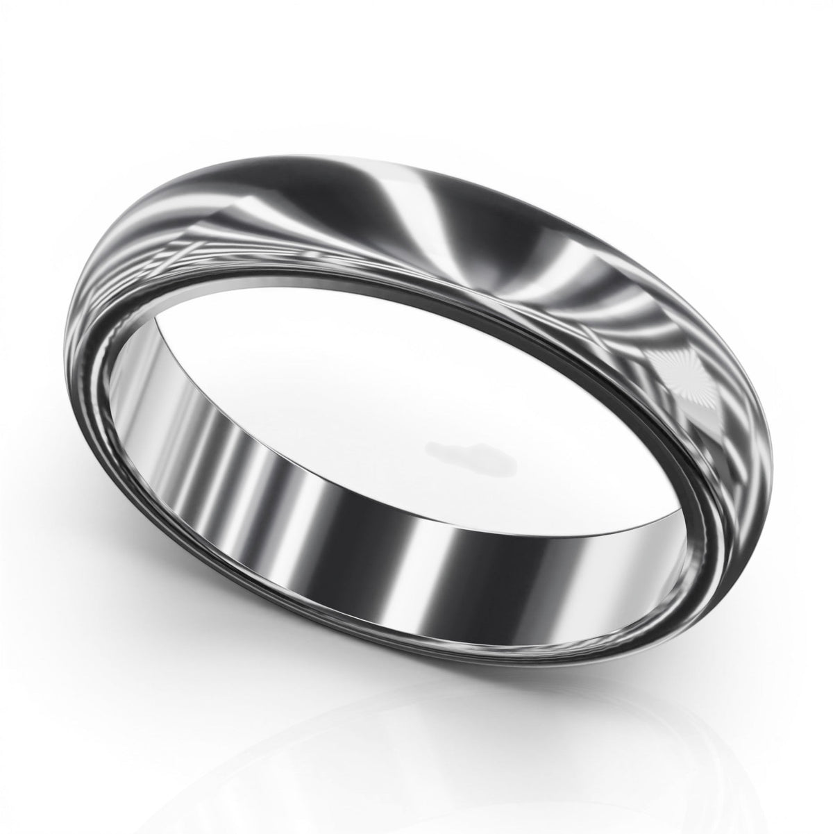 YFS Designs 3.5mm comfort fit wedding band in polished silver-tone metal with a smooth domed profile.