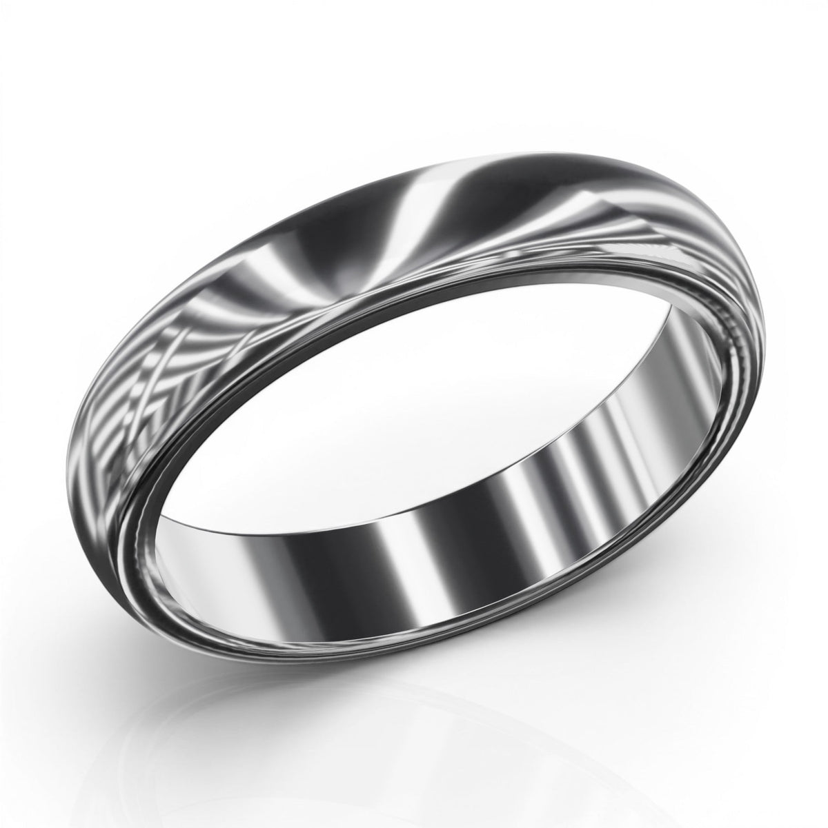 YFS Designs 3.5mm comfort fit wedding band in polished silver-toned metal with a smooth, rounded profile.