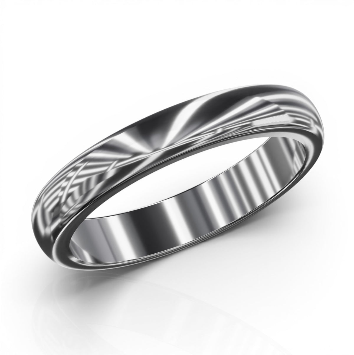 YFS Designs 3mm comfort fit wedding band in polished silver-tone metal with a smooth, rounded profile.