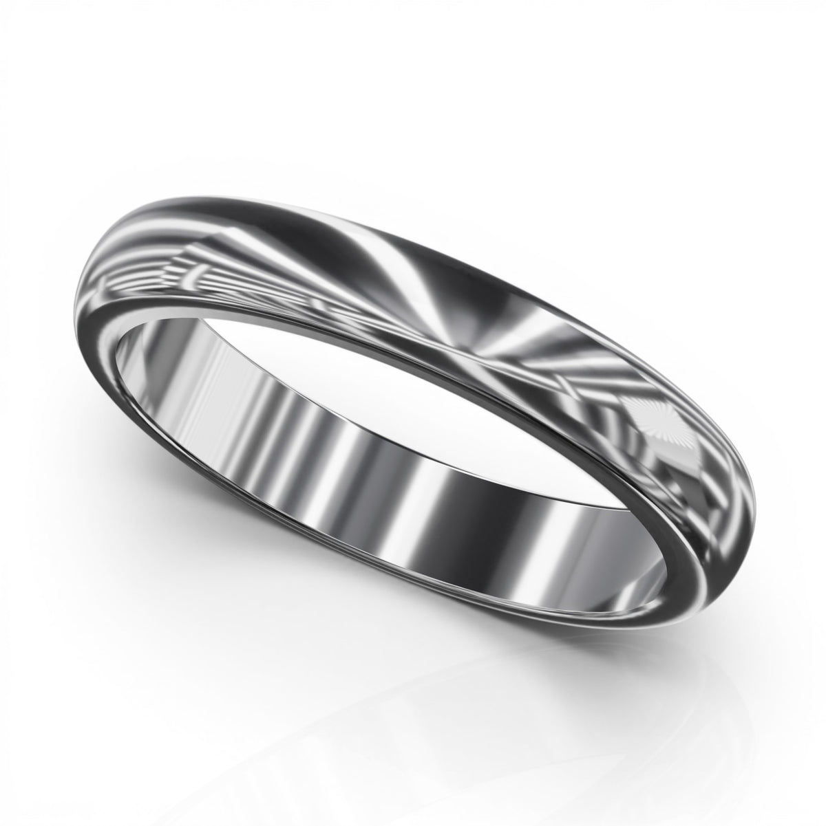 YFS Designs 3mm polished silver wedding band with a smooth comfort fit design