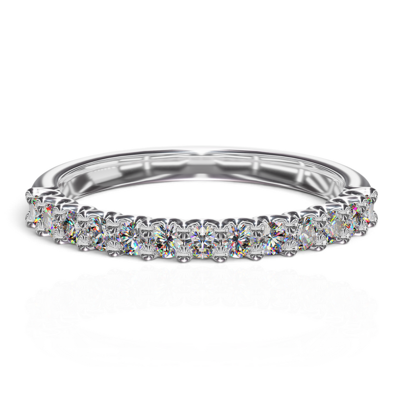 YFS Designs Angeline 2mm half coverage wedding band with 0.39tw lab-grown round diamonds in polished 14K white gold