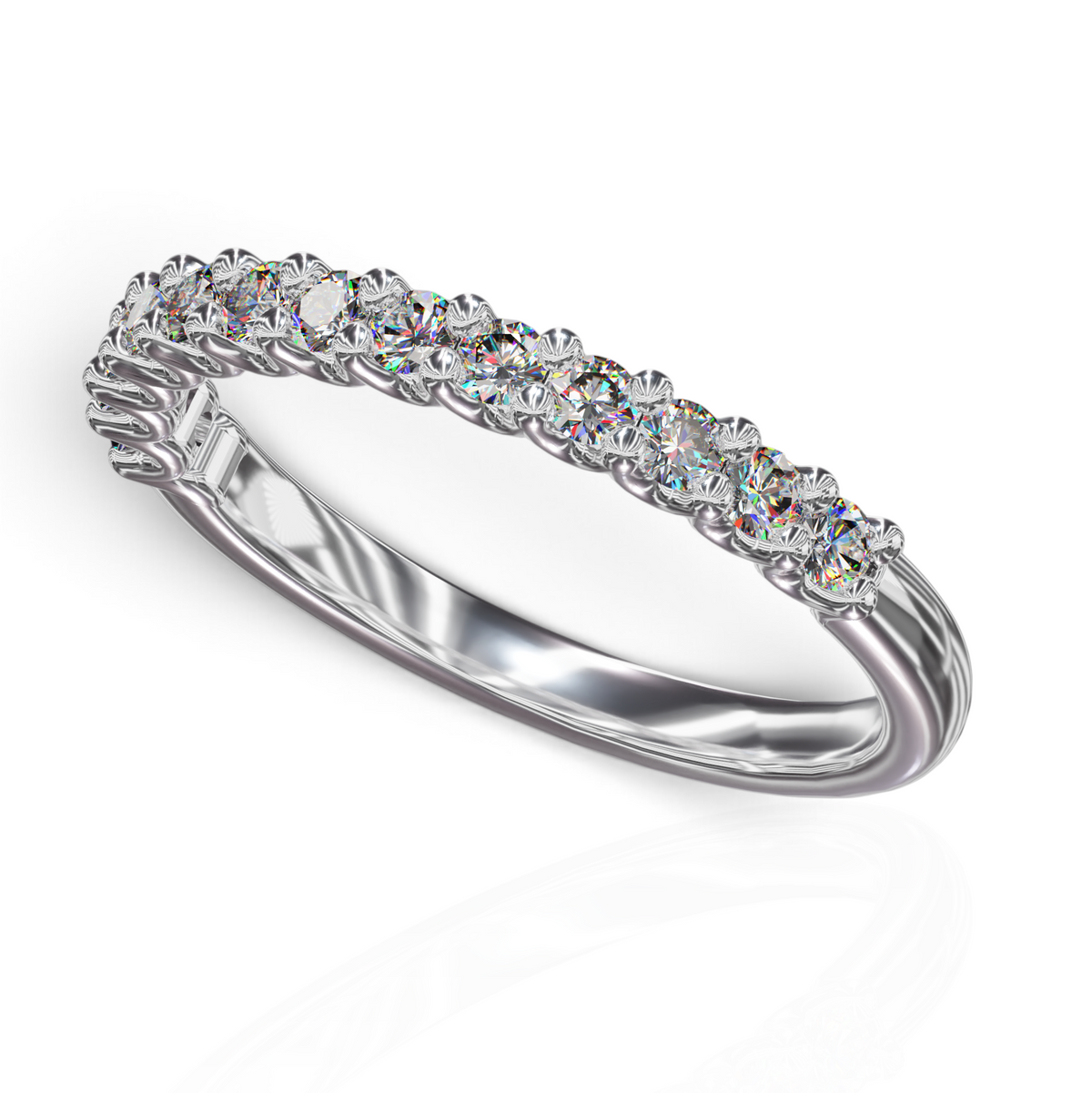 YFS Designs Angeline 2mm half coverage wedding band with 0.39tw round lab-grown diamonds in polished 14K white gold