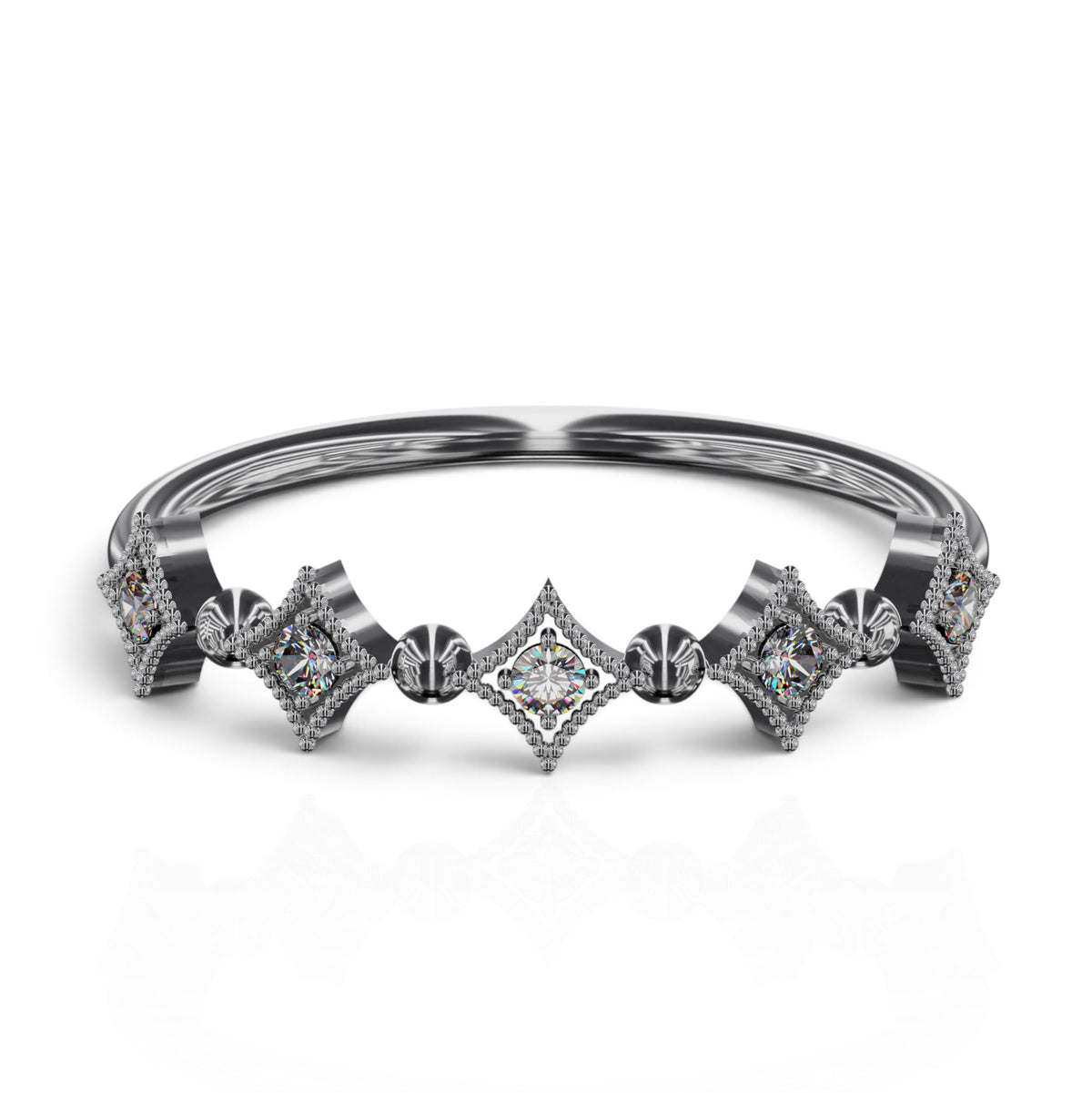 YFS Designs Constela ring featuring 0.09 ct lab-grown round diamonds set in a delicate 1.5mm silver band