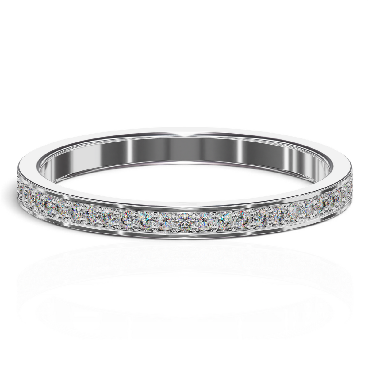 YFS Designs Fira 2mm eternity band featuring channel-set lab-grown round diamonds in polished 14K white gold