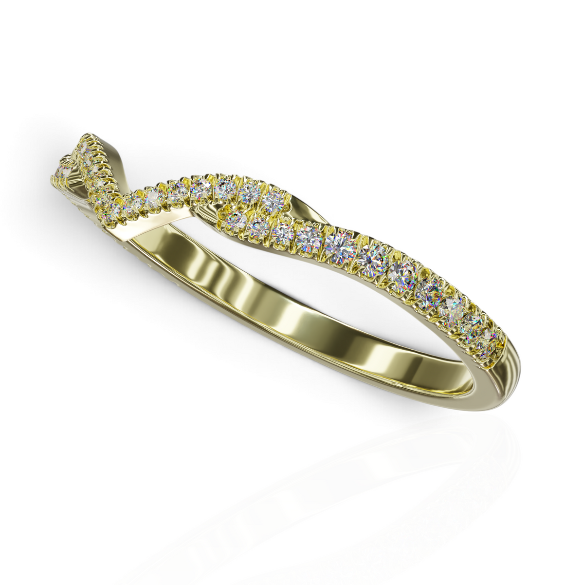 YFS Designs Bridget chevron ring in gold with pavé-set lab-grown diamonds in a modern V-shaped silhouette.