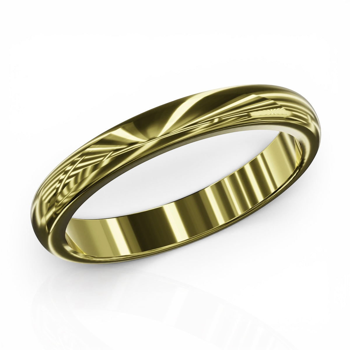 YFS Designs 2.5mm gold wedding band with a high-polish finish and contoured comfort-fit interior.