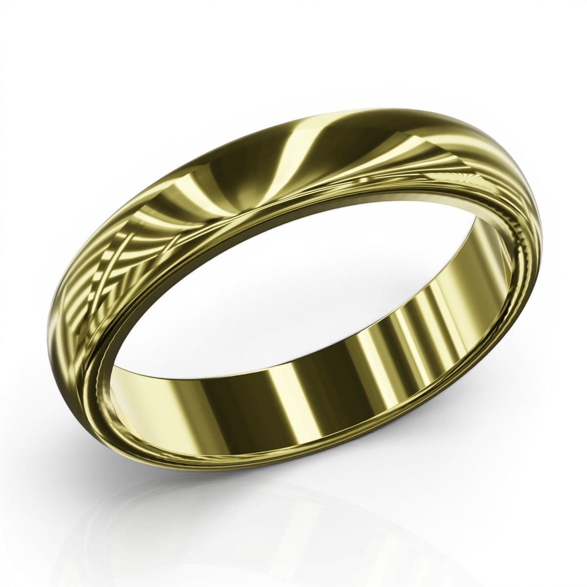 YFS Designs 3.5mm comfort fit gold wedding band with a smooth polished finish