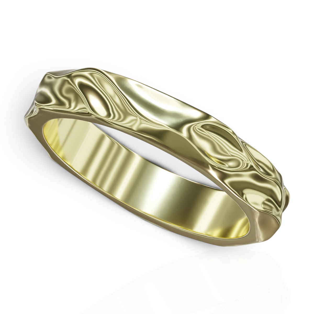 YFS Designs Hancy gold ring featuring a unique wavy textured surface and polished finish