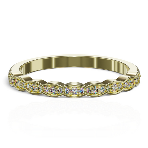 YFS Designs Jasmine vintage-inspired gold band with continuous marquise-shaped settings and round lab-grown diamonds.