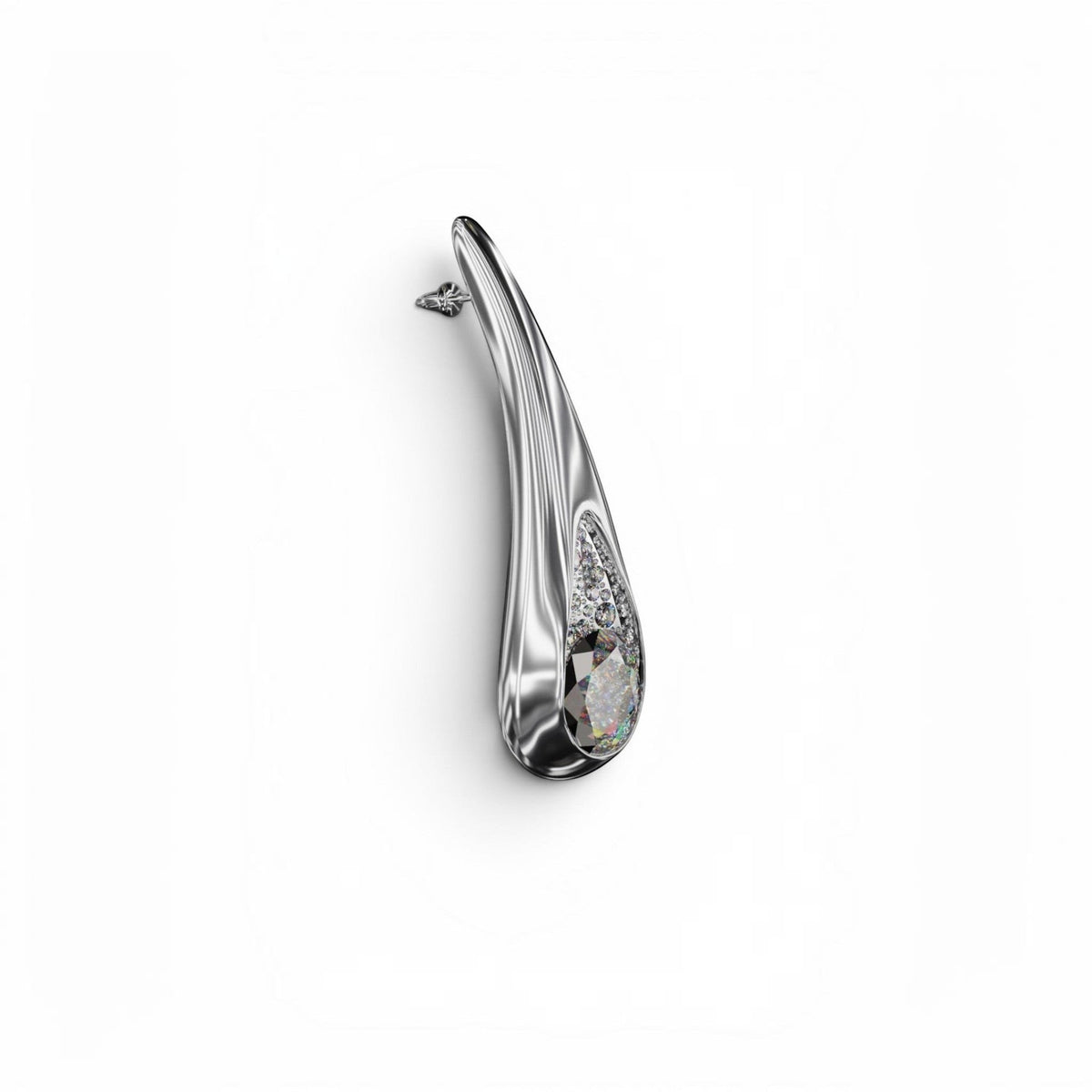 YFS Designs Statement Dewdrops 1.7-inch sculptural silver earring with faceted crystal quartz and white moissanite