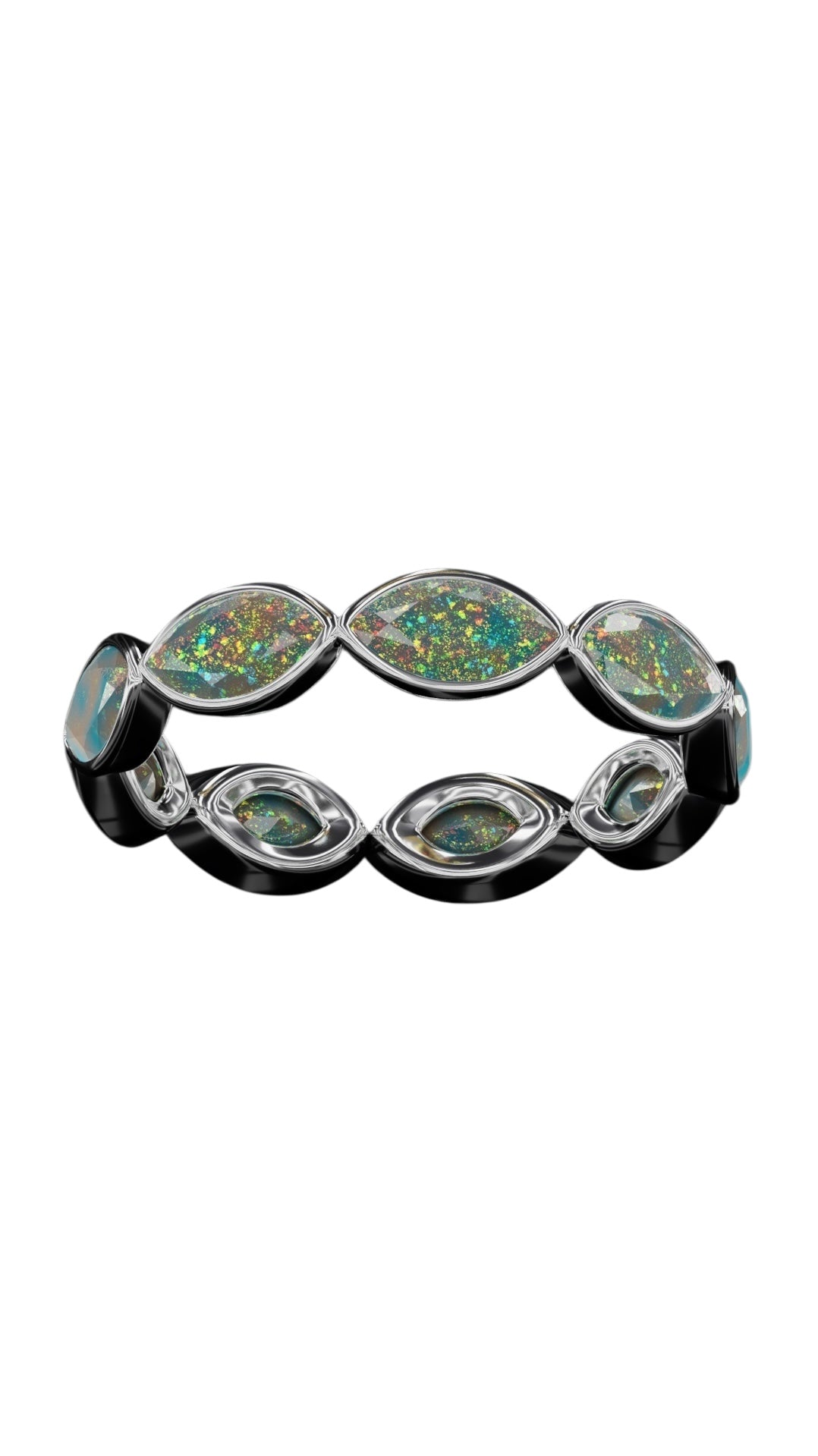 Horizontal Marquise Cut Opal Bezel Band