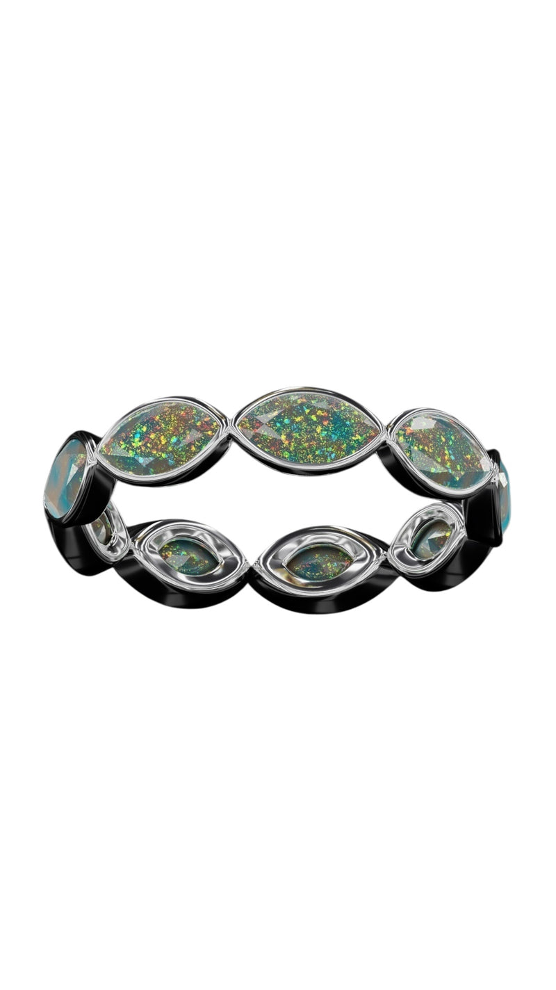 Horizontal Marquise Cut Opal Bezel Band