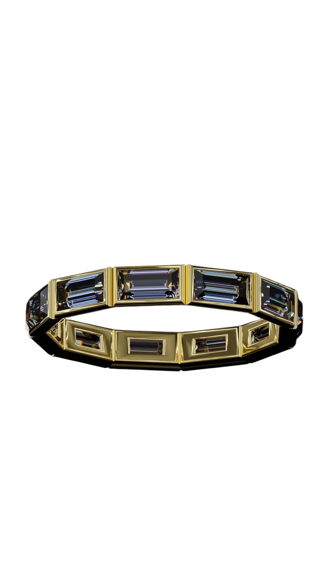 Horizontal Baguette Cut Tanzanite Bezel Band