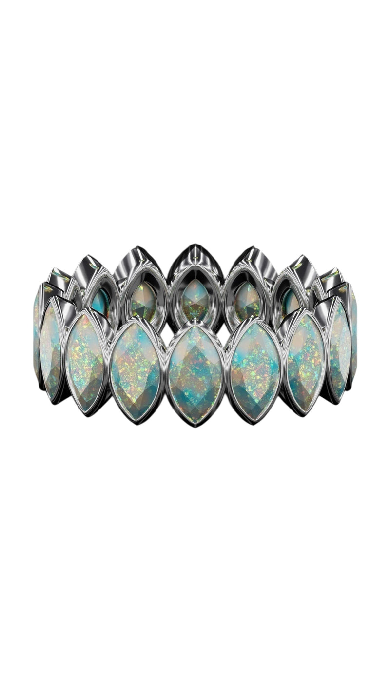 Vetical Marquise Cut Opal Bezel Band