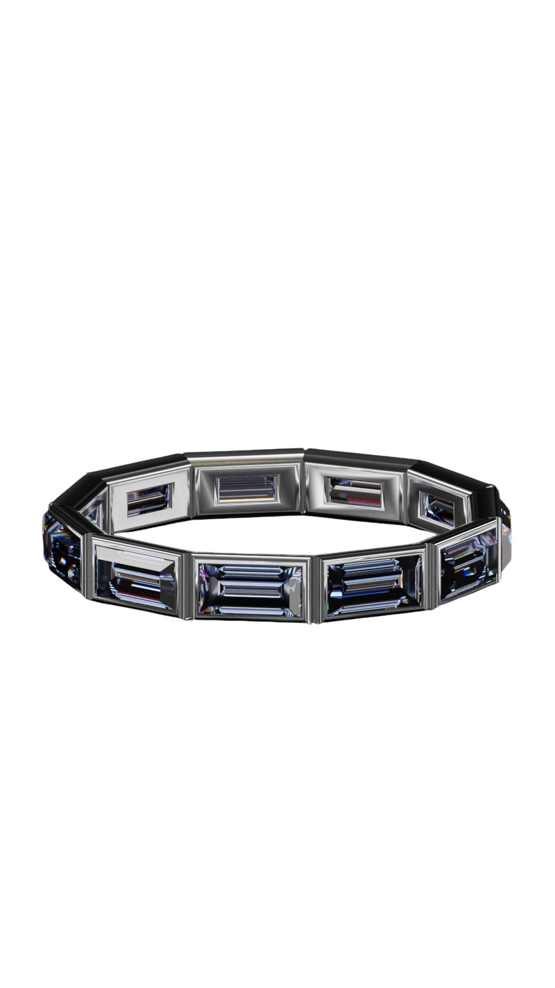 Horizontal Baguette Cut Tanzanite Bezel Band