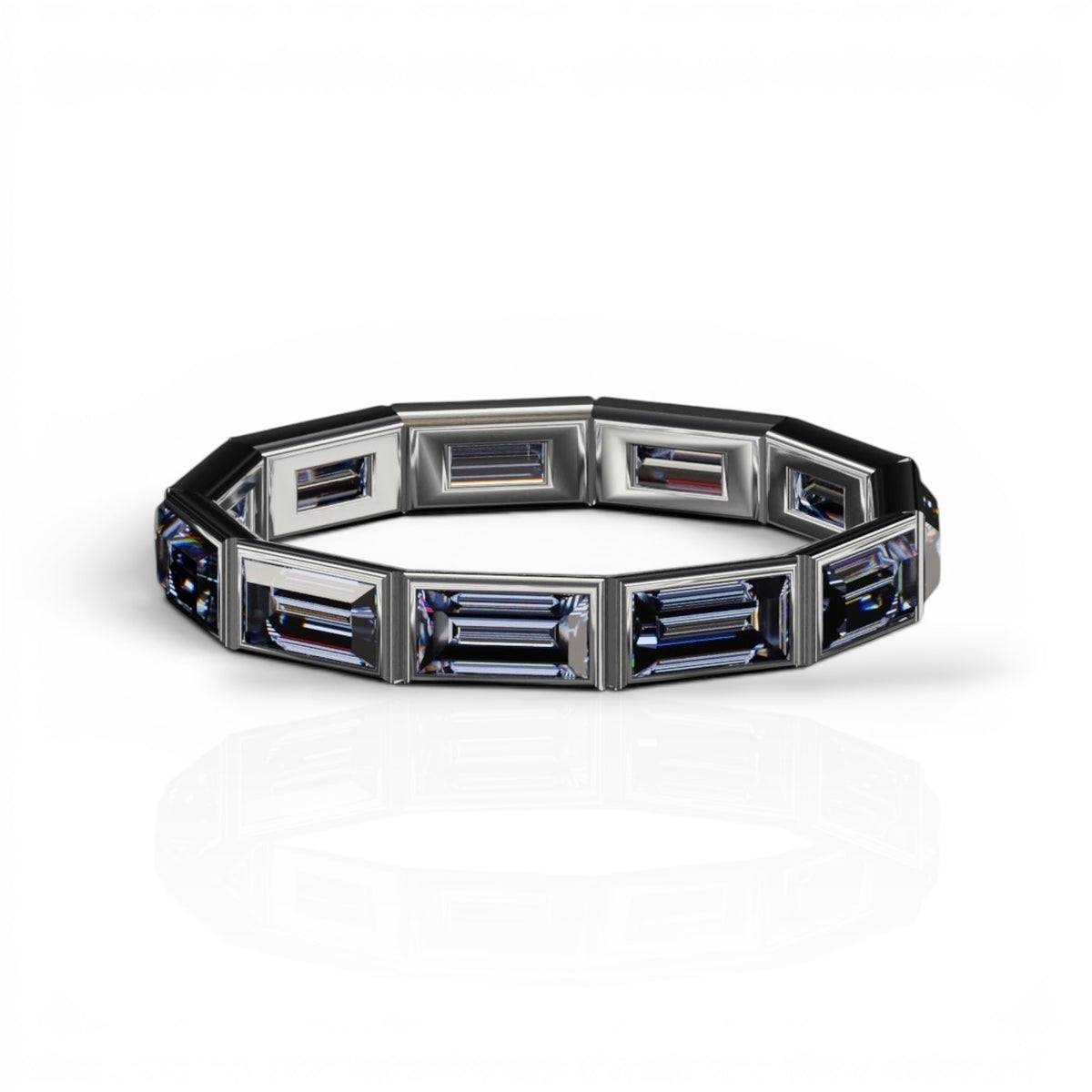 Horizontal Baguette Cut Tanzanite Bezel Band