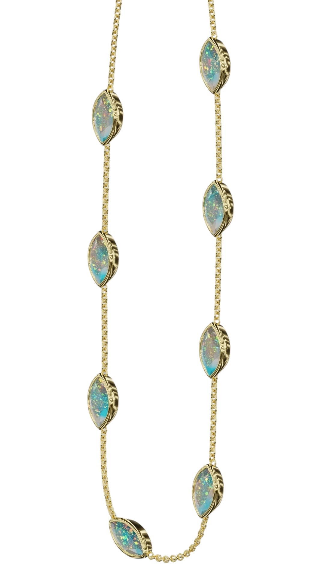 Bezel Marquise Cut Opal Necklace