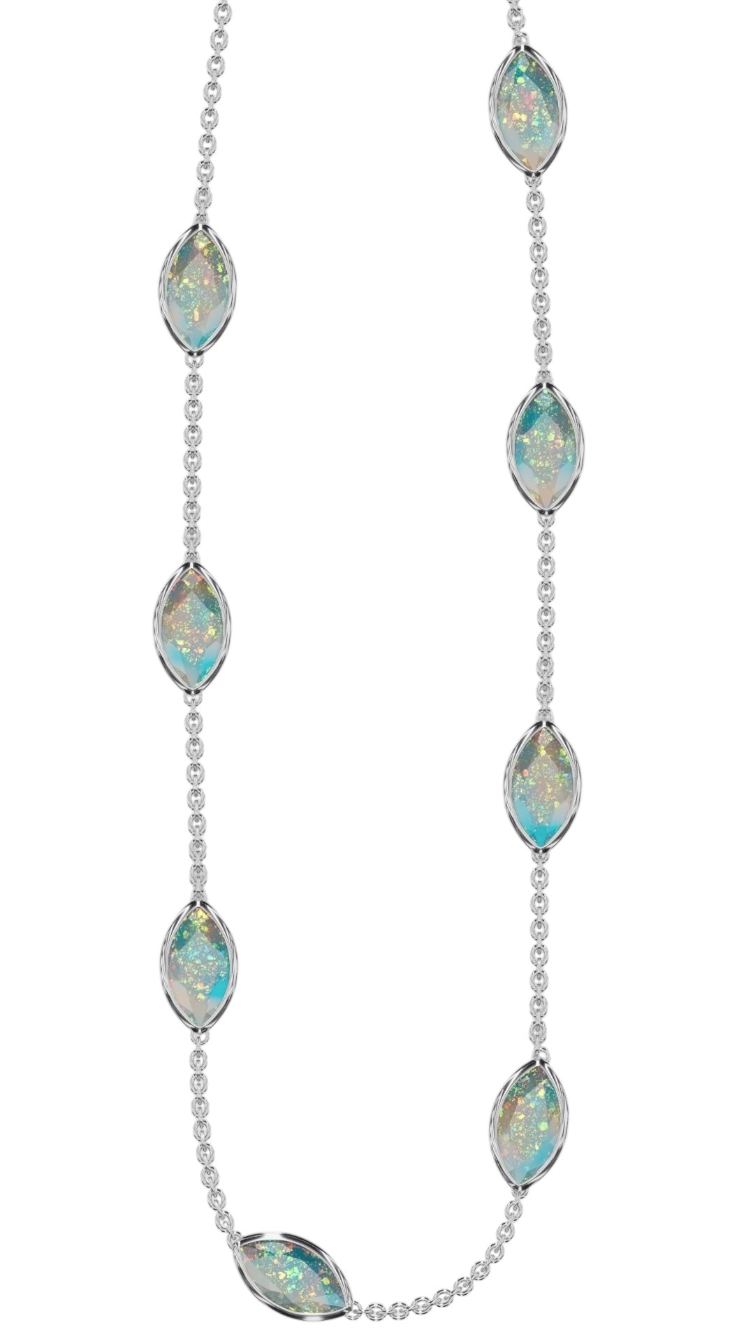Bezel Marquise Cut Opal Necklace