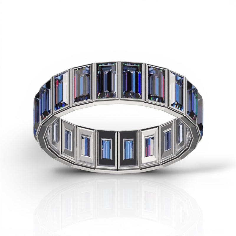 Vertical Baguette Cut Tanzanite Bezel Band