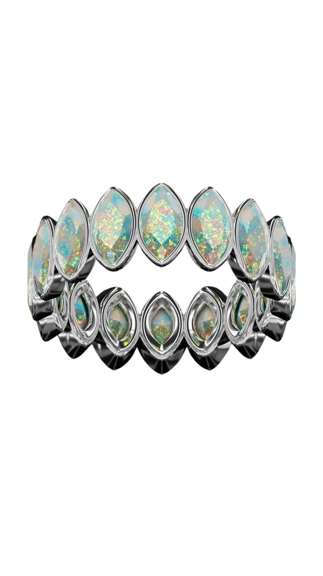 Vetical Marquise Cut Opal Bezel Band