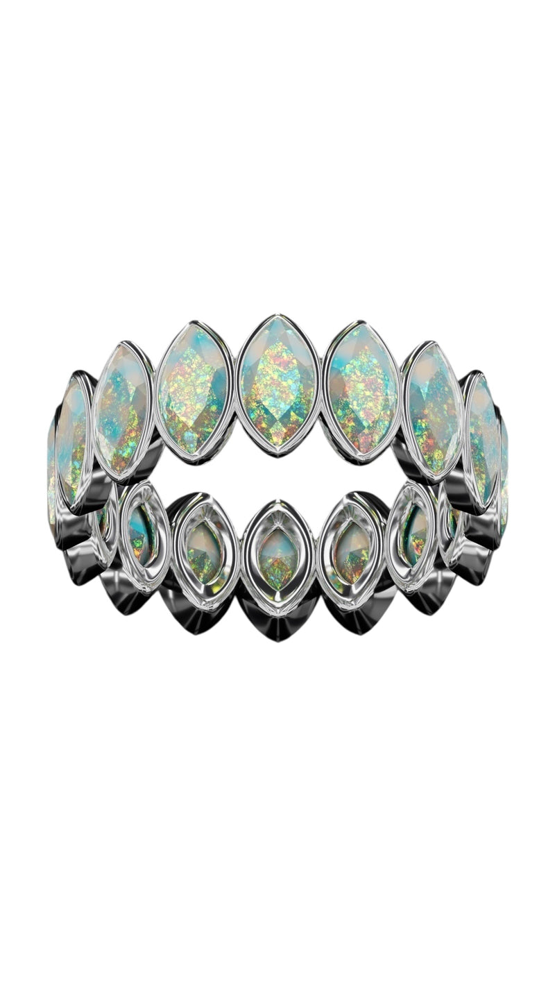 Vetical Marquise Cut Opal Bezel Band
