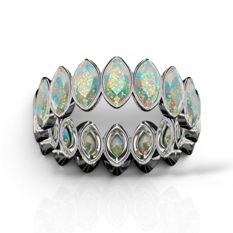 Vetical Marquise Cut Opal Bezel Band