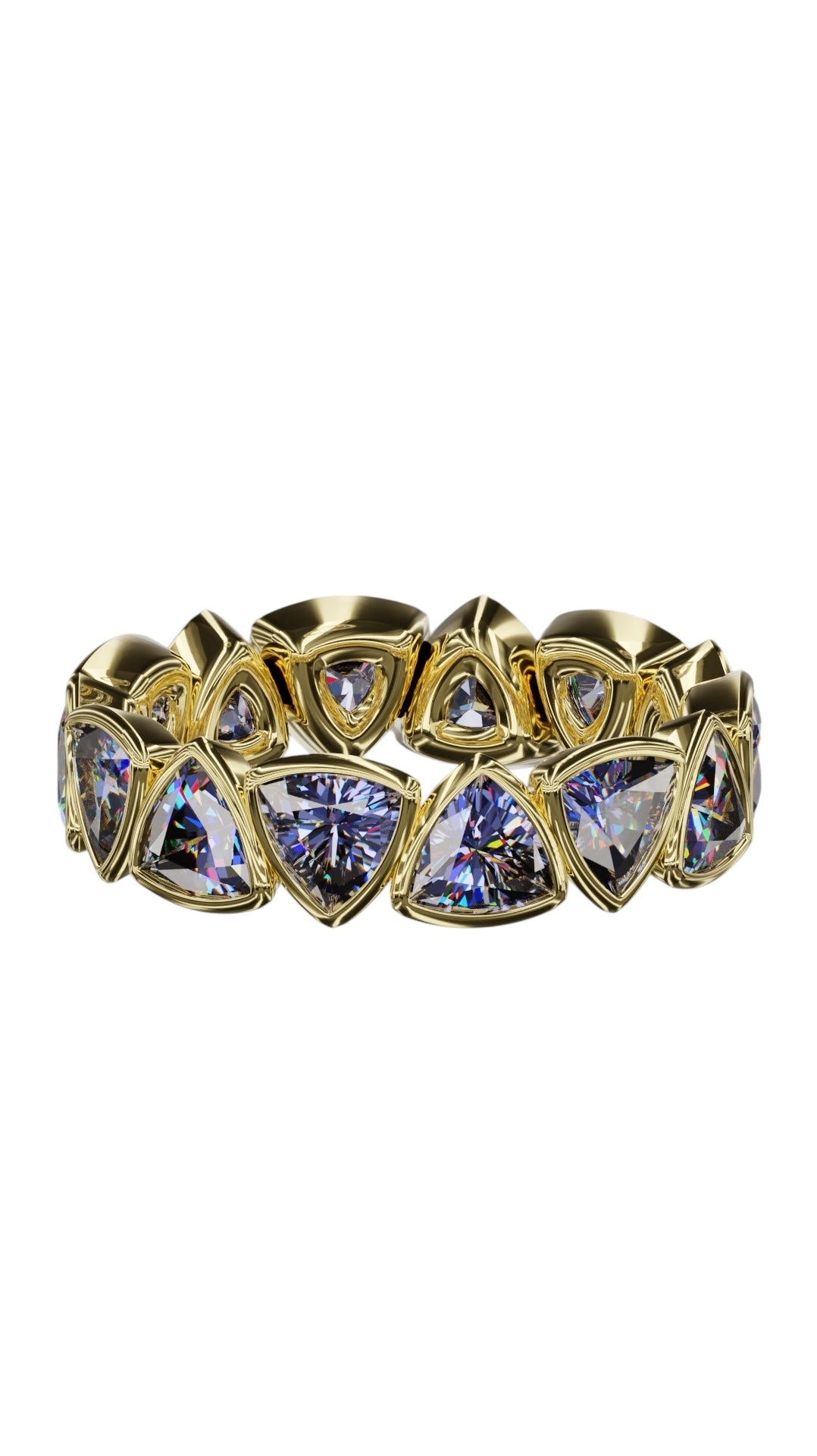 4mm Trillion Faceted Tanzanite Bezel Band
