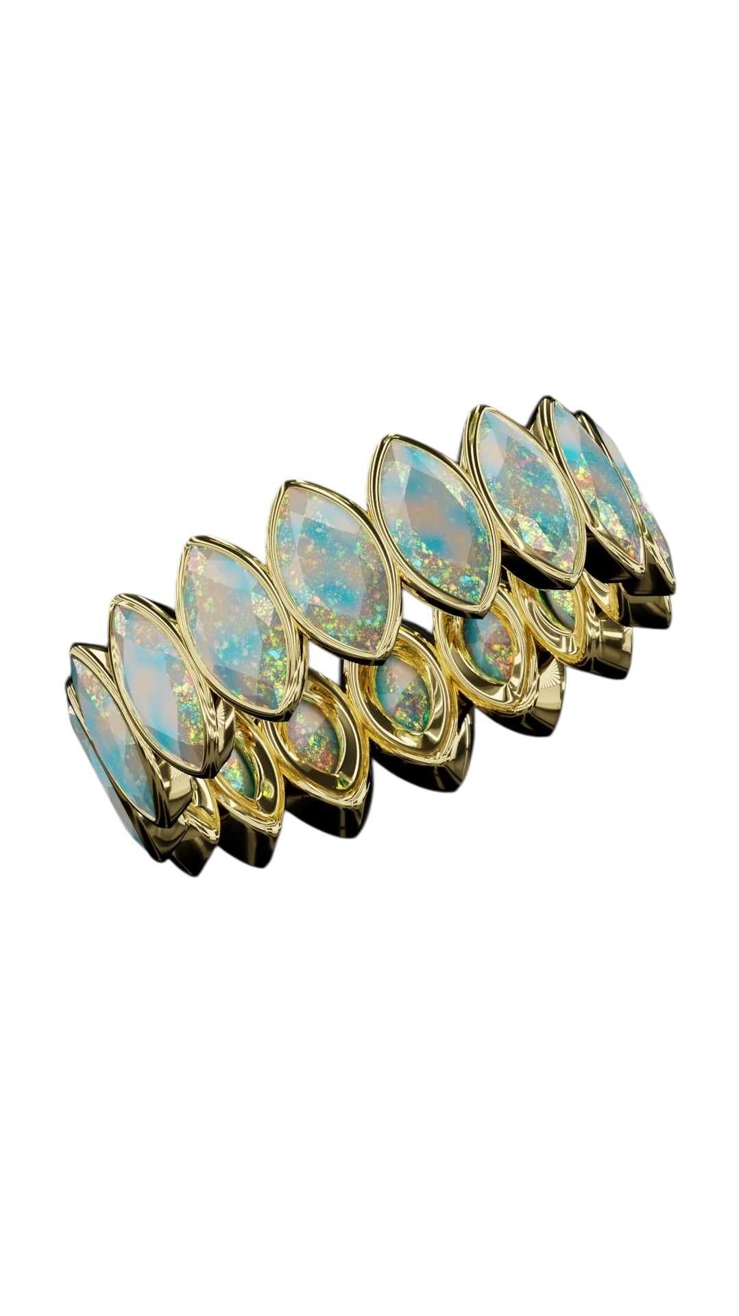 Vetical Marquise Cut Opal Bezel Band