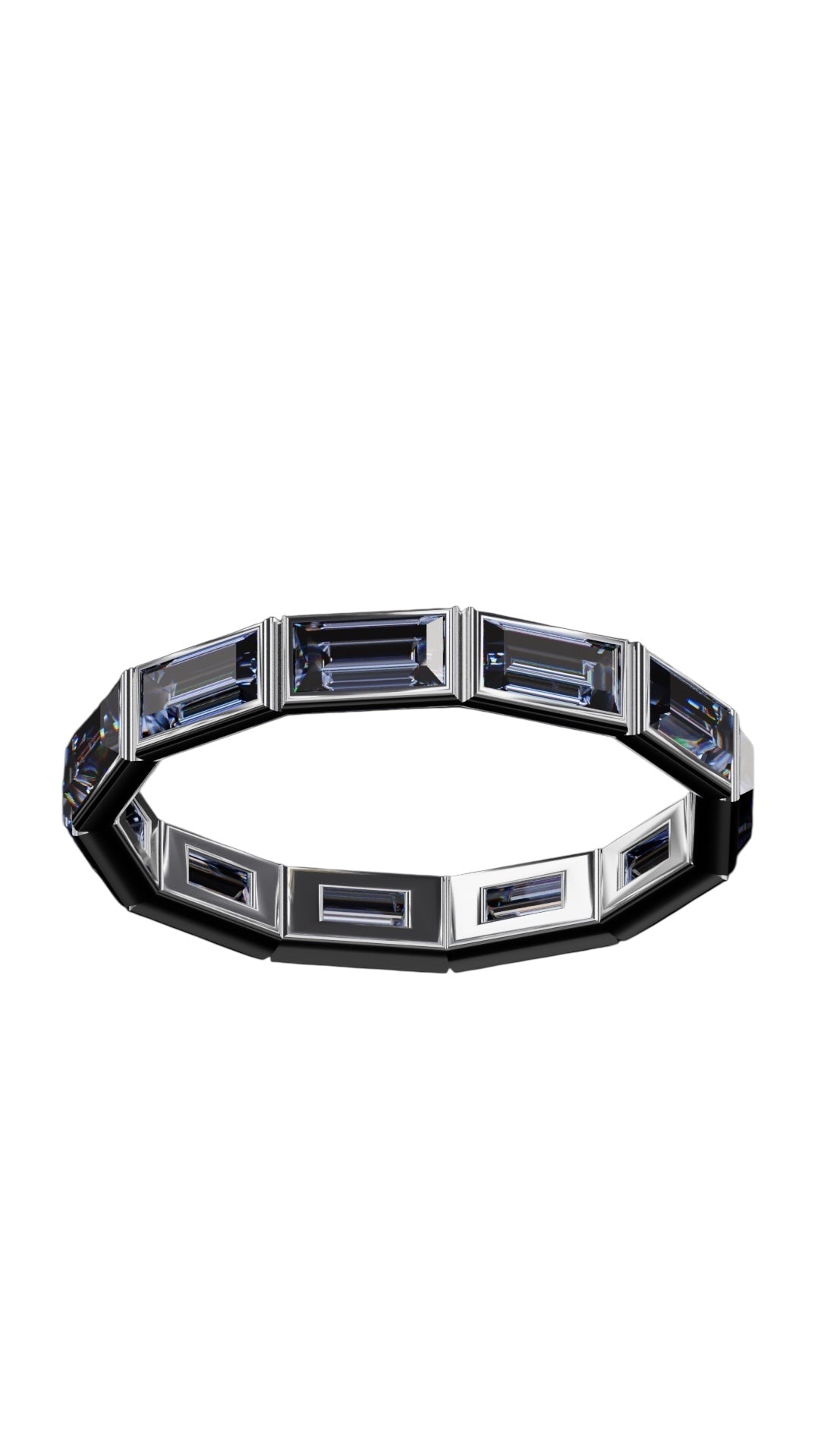 Horizontal Baguette Cut Tanzanite Bezel Band
