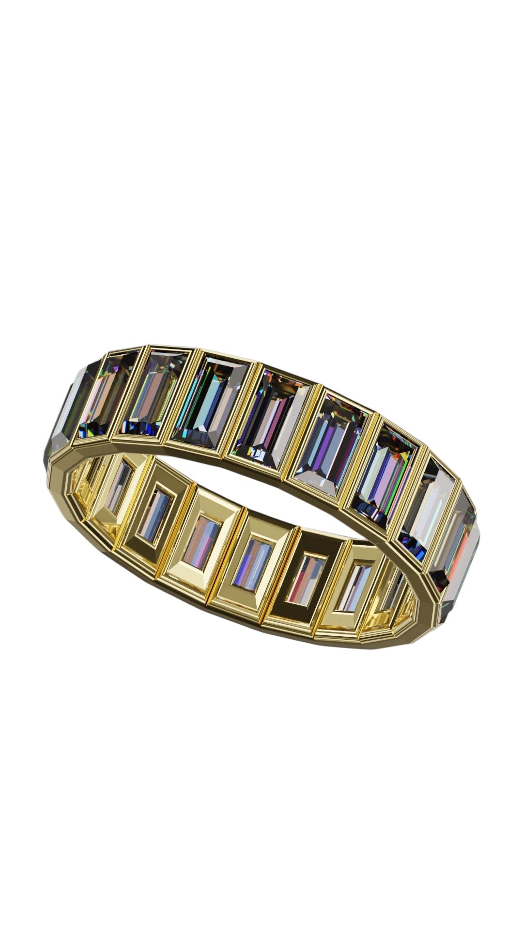 Vertical Baguette Cut Tanzanite Bezel Band