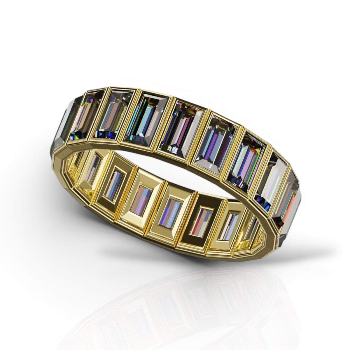 Vertical Baguette Cut Tanzanite Bezel Band