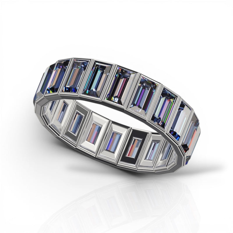 Vertical Baguette Cut Tanzanite Bezel Band