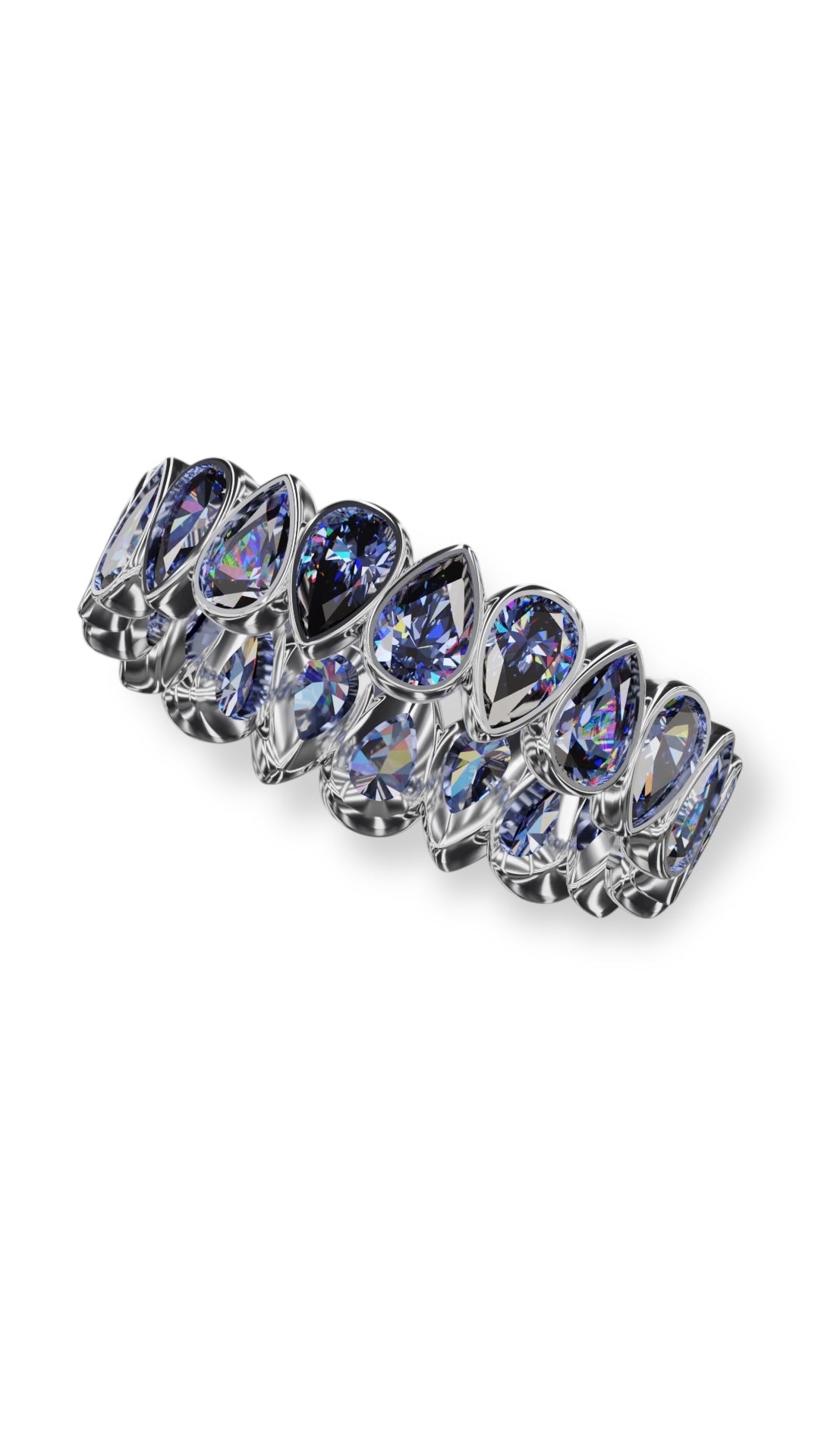 Vertical Pear Cut Tanzanite Bezel Band